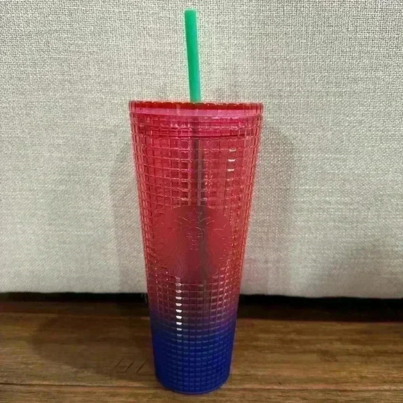 Starbucks Summer 2022 Watermelon Pink & Blue studded tumbler venti size (24oz) - Picture 1 of 4
